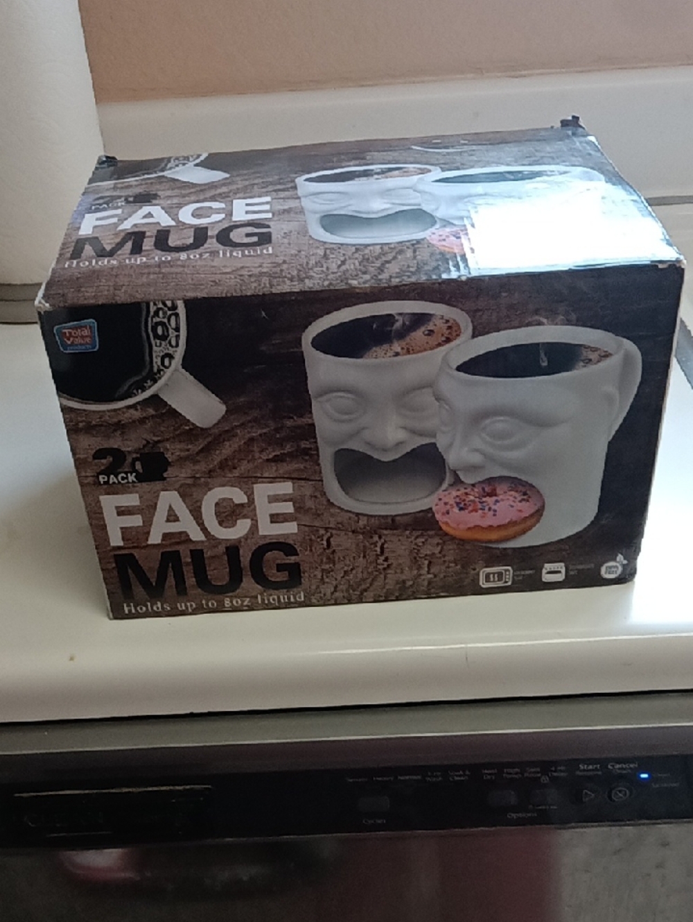 Face Mug 2-Pack White Ceramic Novelty Mugs -